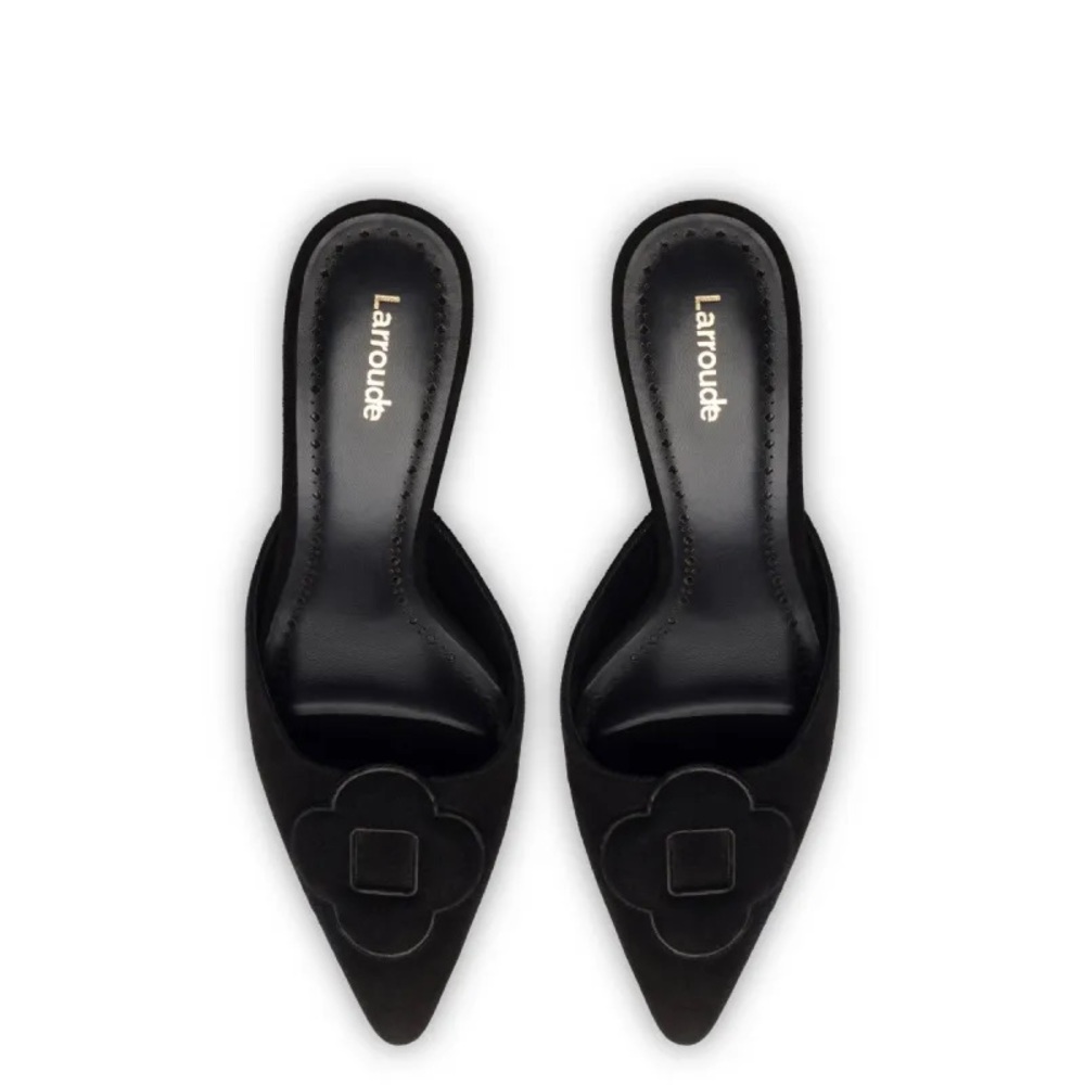 Larroude Black Heeled Mules - Picture 2 of 5